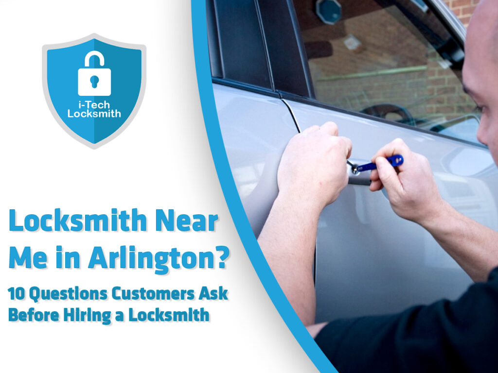 locksmith near me in Arlington helping a local customer with a secure door lock