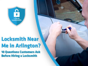 locksmith near me in Arlington helping a local customer with a secure door lock