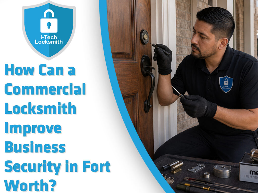 Commercial locksmith improves business security in Fort Worth by installing high security cylinders on priority doors