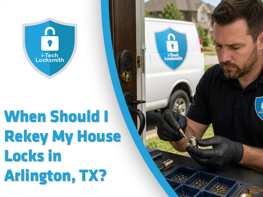 rekey my house locks Arlington TX locksmith changing front door lock cylinder