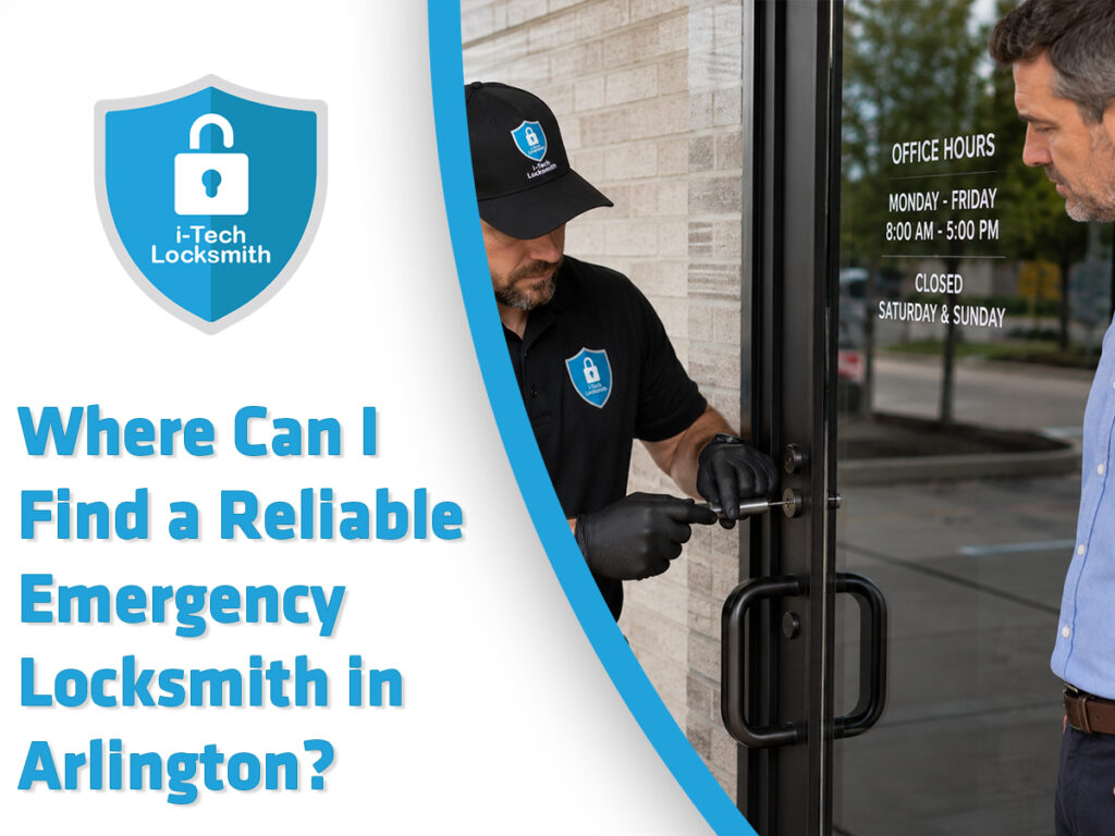 Reliable emergency locksmith in Arlington helping with a business lockout