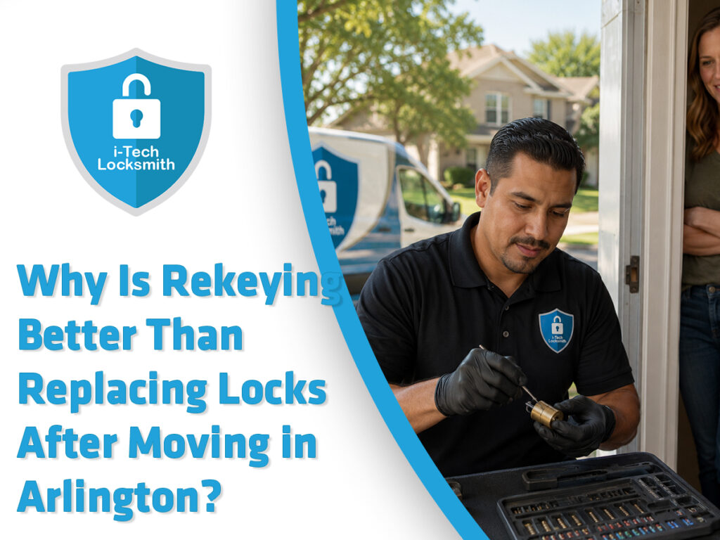 Rekeying after moving in Arlington with a locksmith changing a home lock key setup